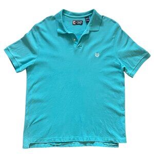 Chaps Polo Shirt Men's XL Bright Blue 100% Cotton Logo Crest